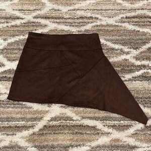 Liberty Garden vegan suede asymmetrical mini skirt